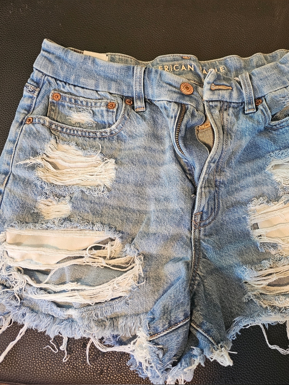 American Eagle Outfitters  Boyfriend Light Wash Distressed Denim Shorts
